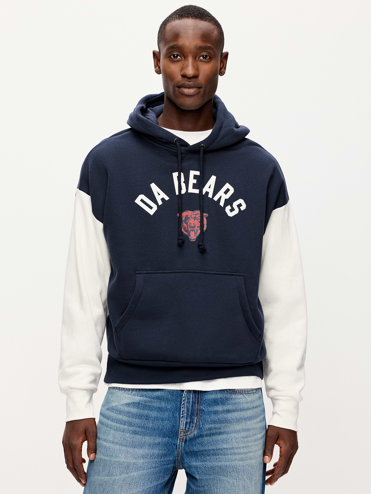 Image 1 of 5, drawstring hood, drop-shoulder sleeves, kangaroo pocket, graphic at front, rib-knit trim, pullover style, Product #916648