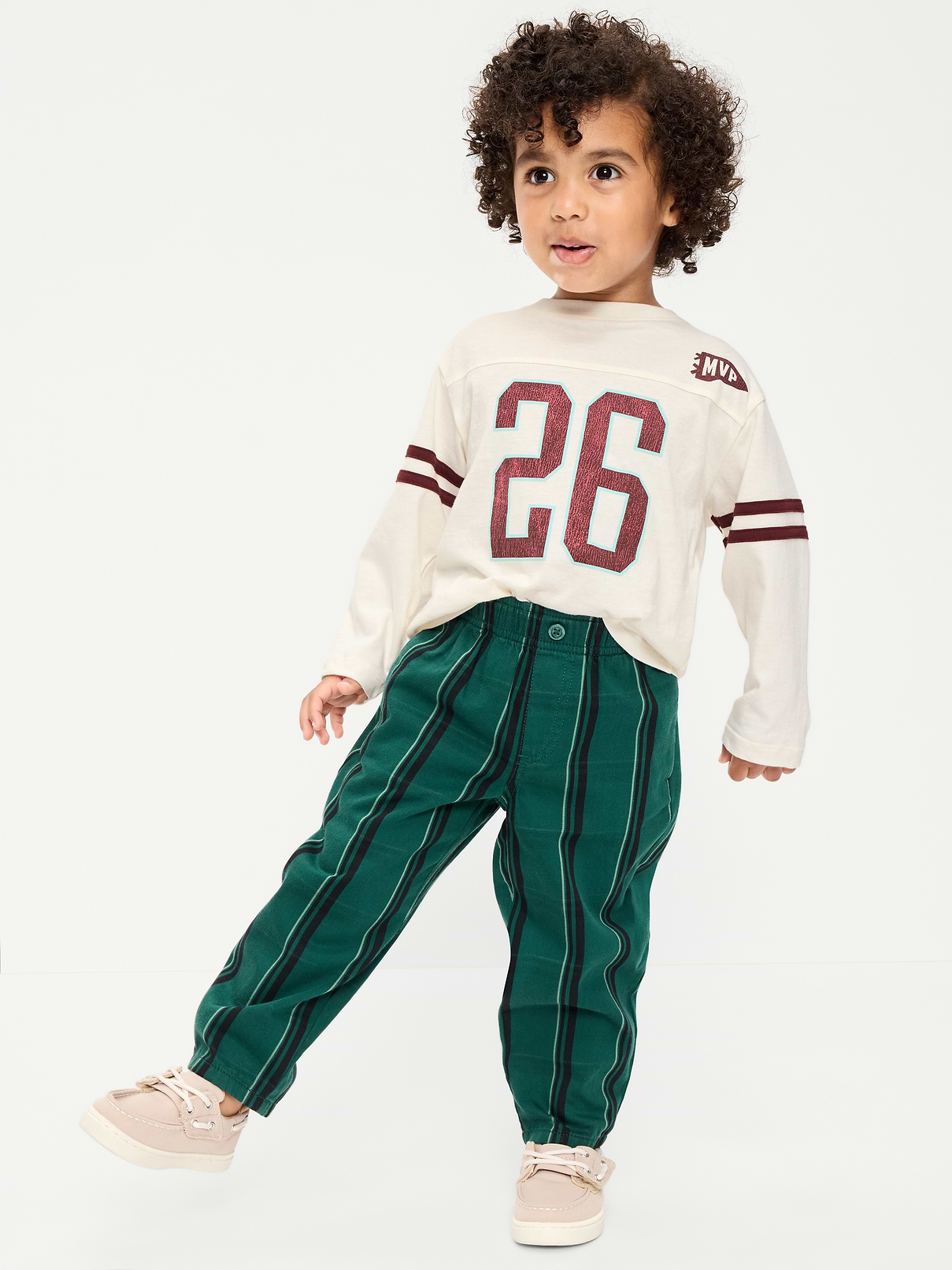 Image 1 of 4, elasticized waistband, faux fly, on-seam pockets, single welt back pocket, barrel leg, Product #1181690