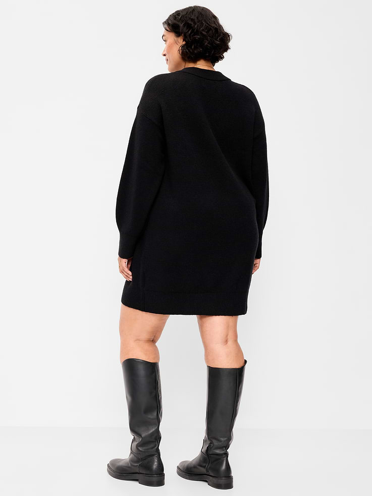 Image 9 of 9, SoSoft Long-Sleeve V-Neck Mini Sweater Dress