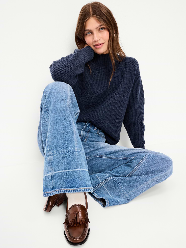 Image 3 of 5, SoSoft Mock-Neck Shaker Sweater