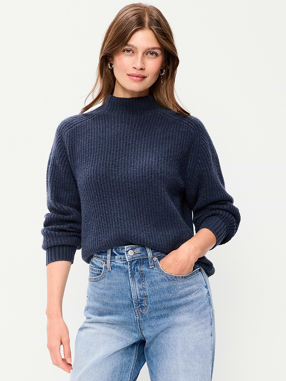 SoSoft Mock-Neck Shaker Sweater