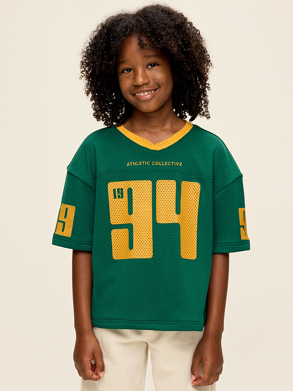 Oversized Mesh Graphic Football T-Shirt for Boys