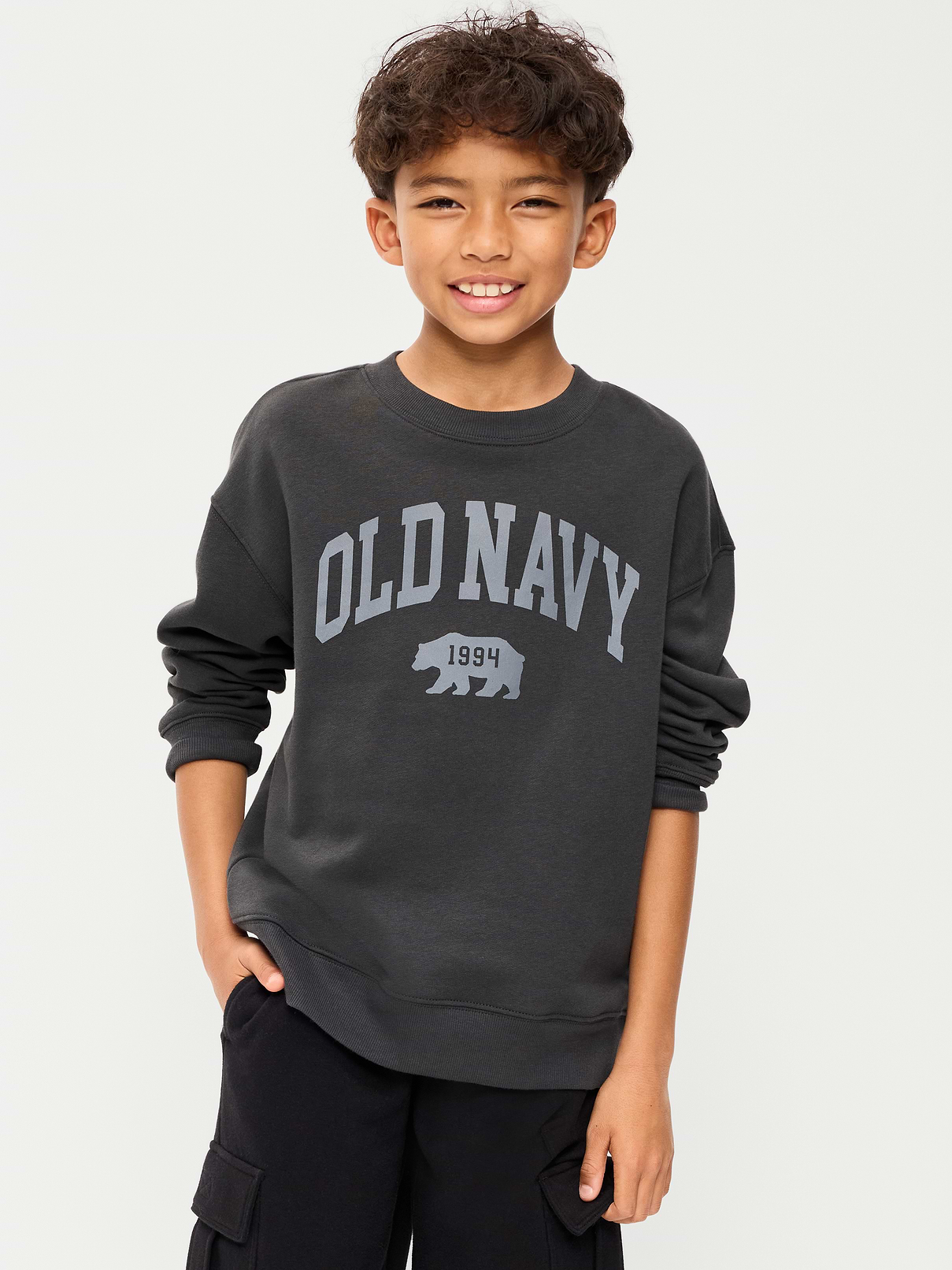 Image number 1 showing, Oversized Logo Graphic Crew-Neck Sweatshirt for Boys