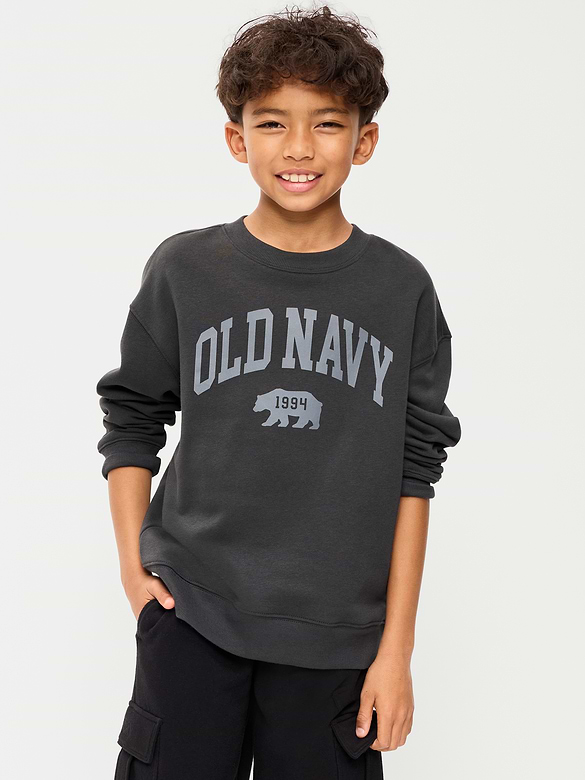 Oversized Logo Graphic Crew-Neck Sweatshirt for Boys