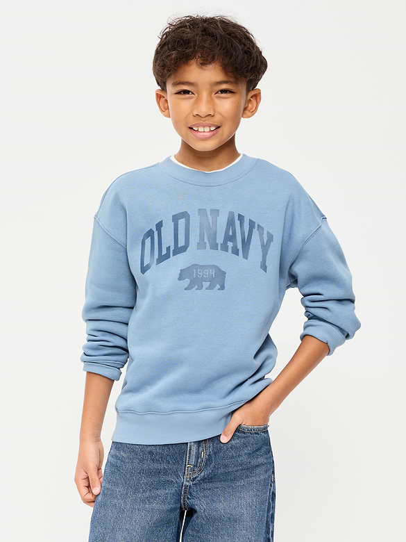 Oversized Logo Graphic Crew-Neck Sweatshirt for Boys