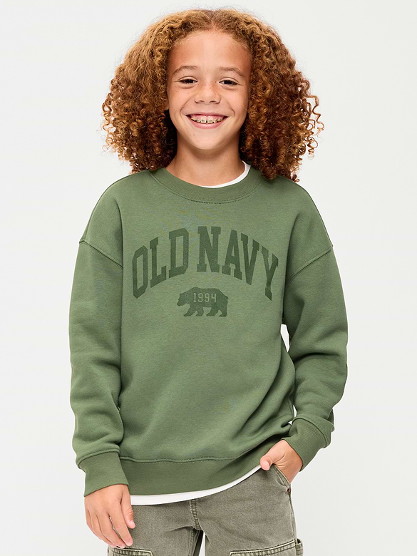 Oversized Logo Graphic Crew-Neck Sweatshirt for Boys