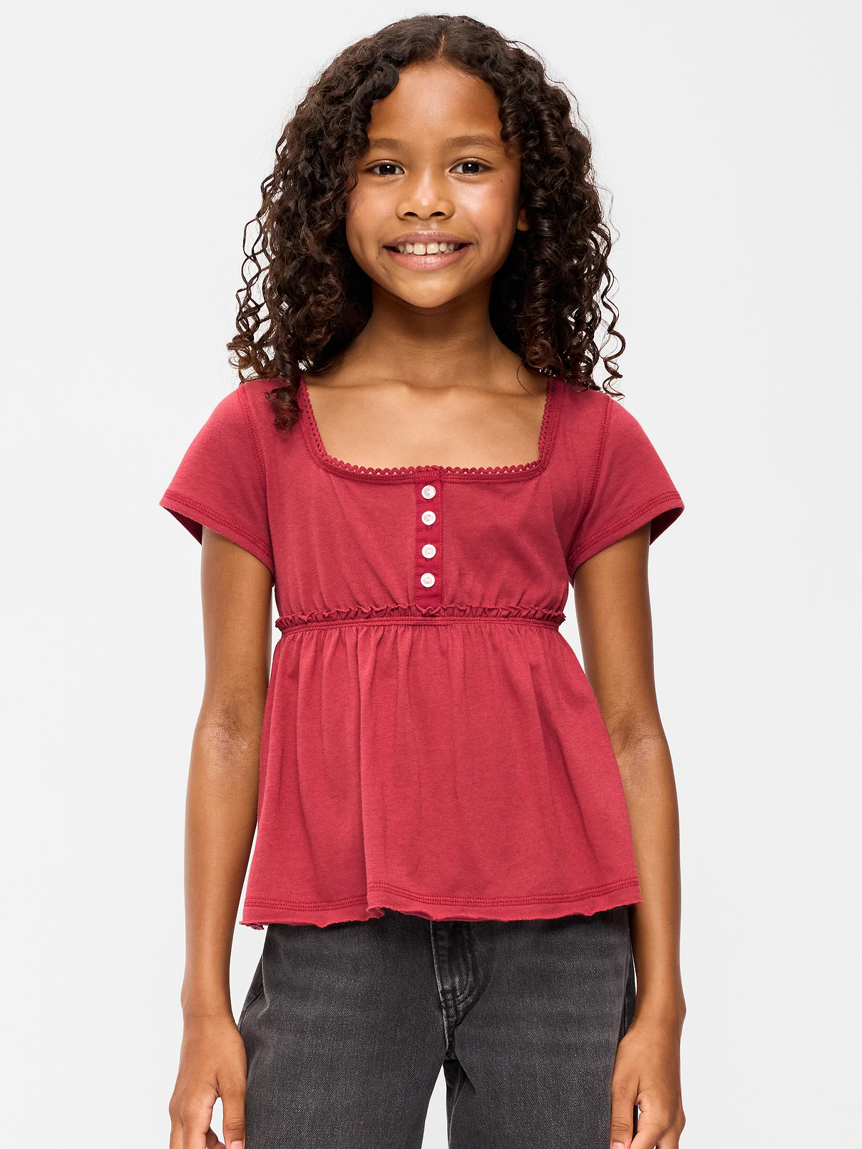 L'image numéro 1 présente Haut henley à manches courtes pour fille
