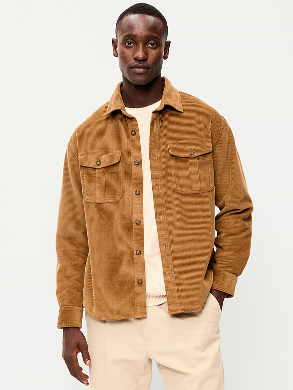 Loose Fit Long-Sleeve Corduroy Shirt