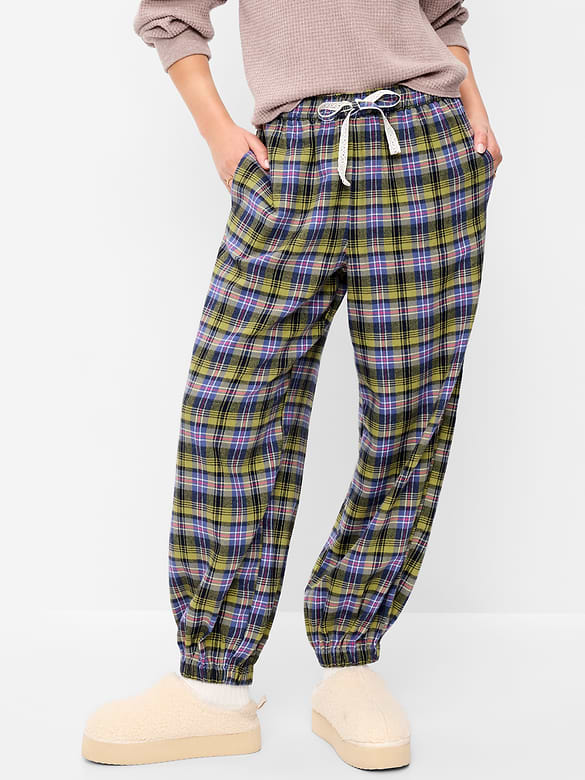 Cinched Flannel Balloon Pants