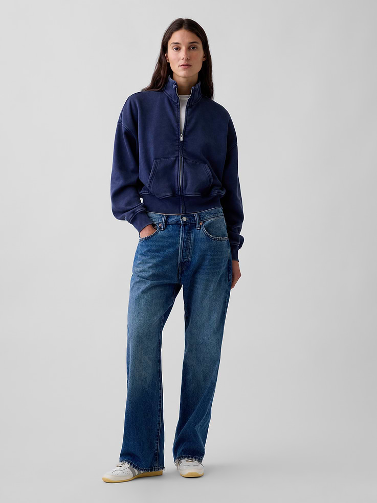 Image 2 of 5, VintageSoft Oversized Mockneck Zip Jacket