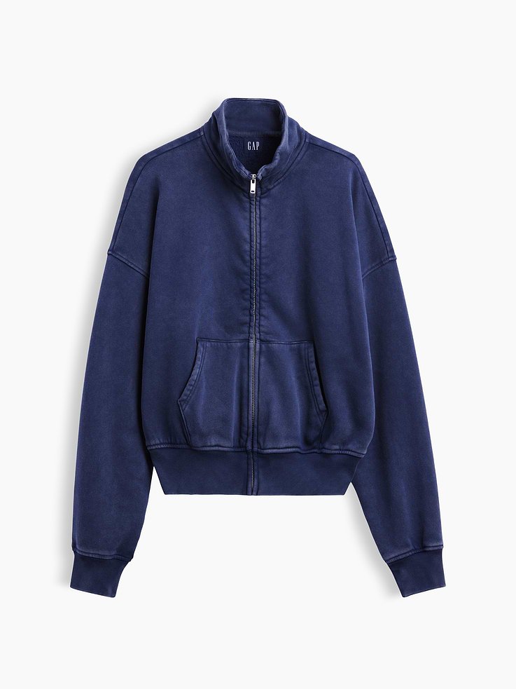Image 5 of 5, VintageSoft Oversized Mockneck Zip Jacket