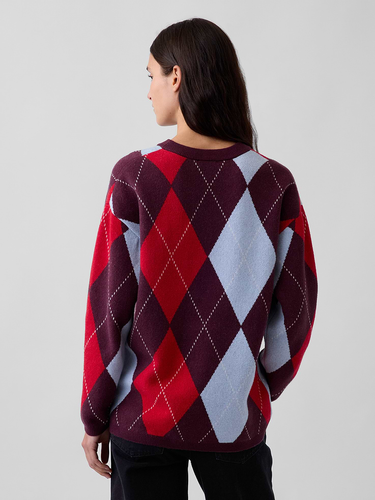 Image number 3 showing, CashSoft Oversized Argyle Sweater