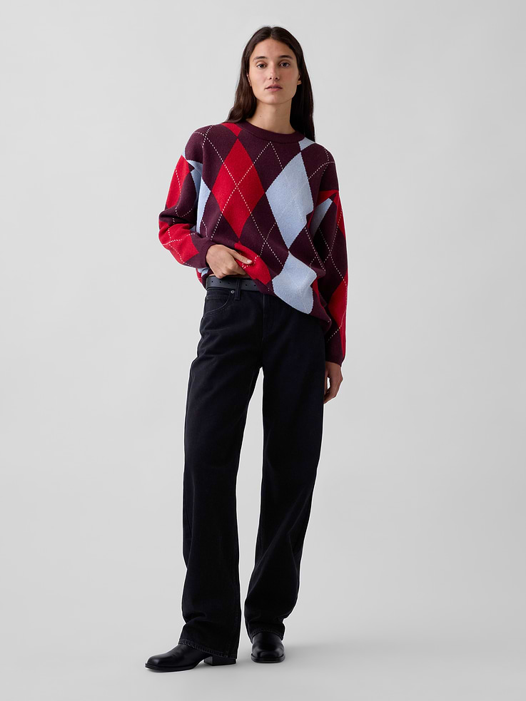 Image number 2 showing, CashSoft Oversized Argyle Sweater