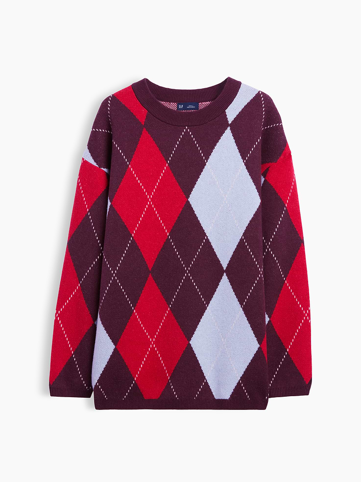 Image number 5 showing, CashSoft Oversized Argyle Sweater