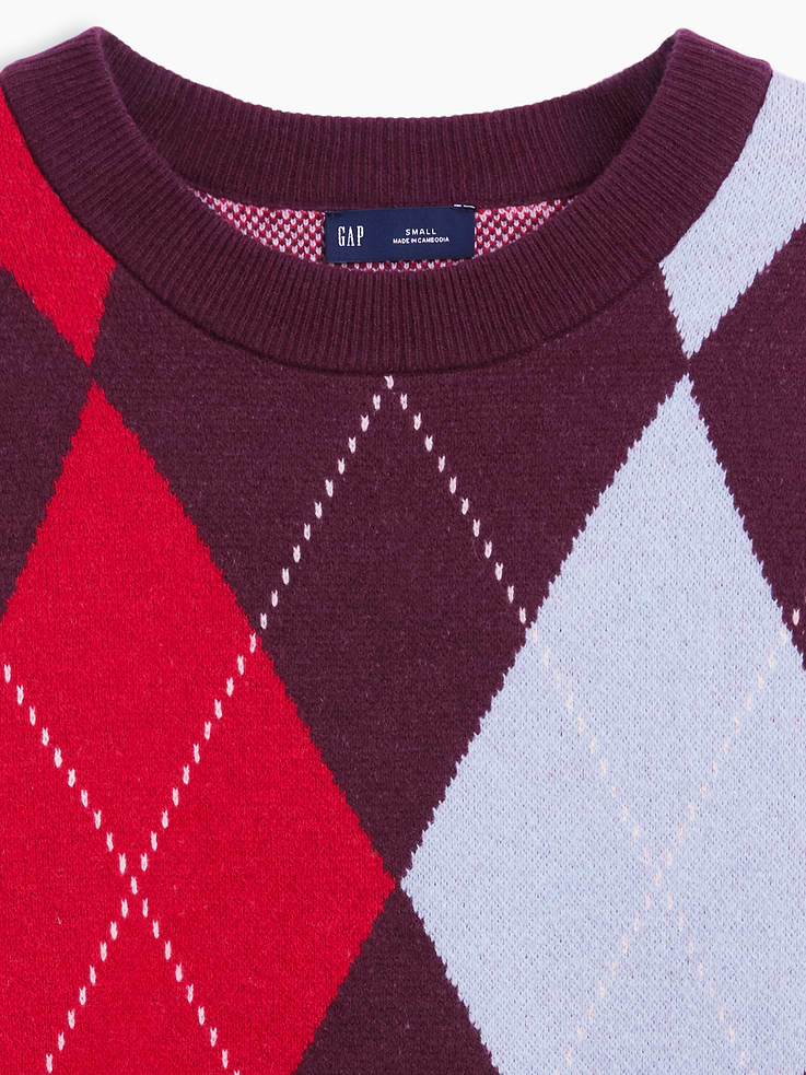 Image number 4 showing, CashSoft Oversized Argyle Sweater