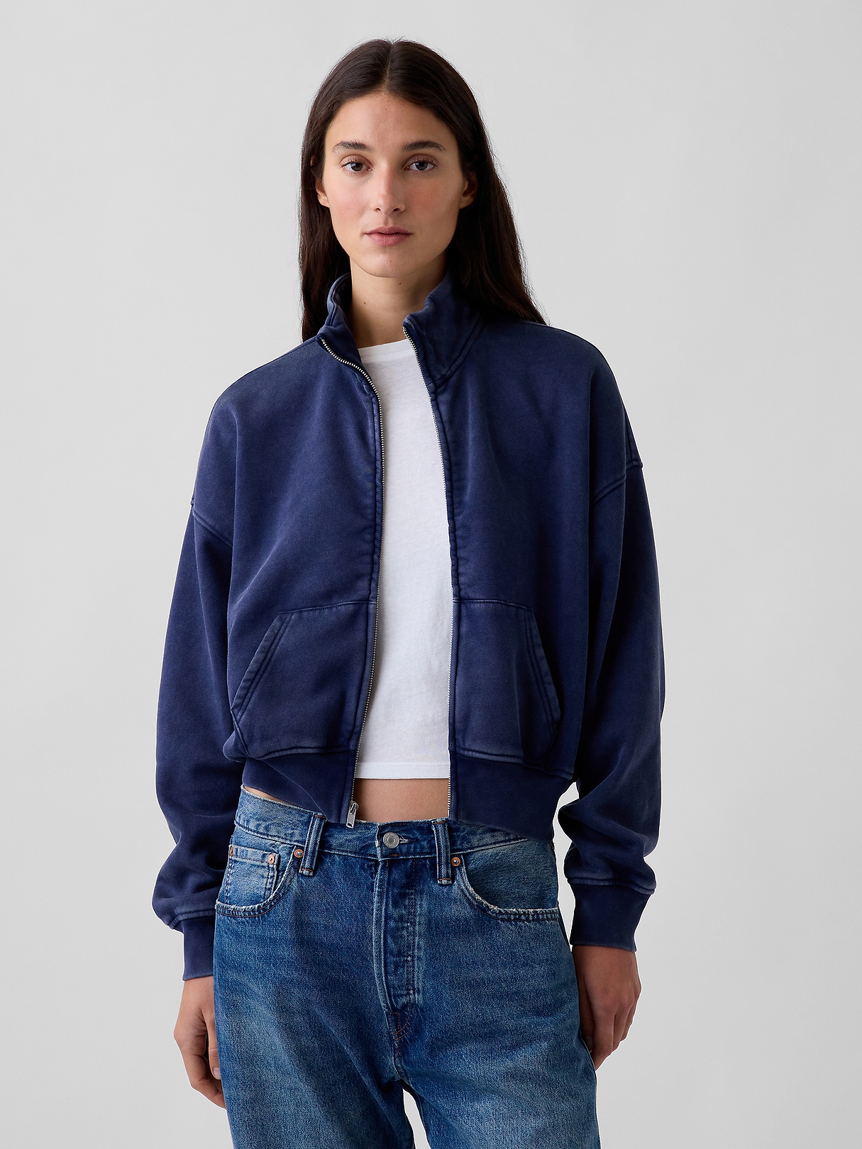VintageSoft Oversized Mockneck Zip Jacket | Gap