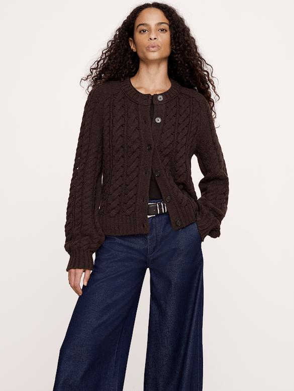 Merino-Yak Cable-Knit Cardigan
