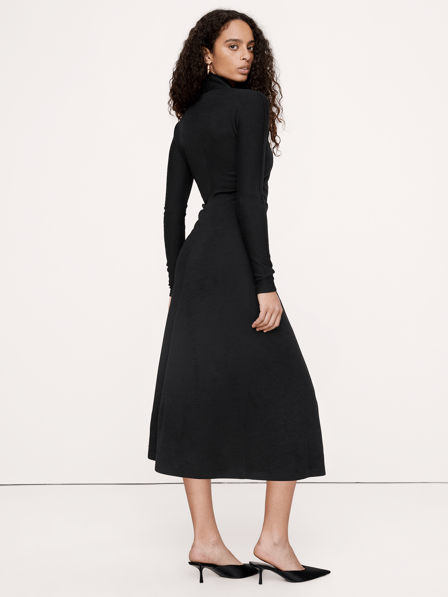 Image 3 of 6, Wrap-Neck Midi Dress