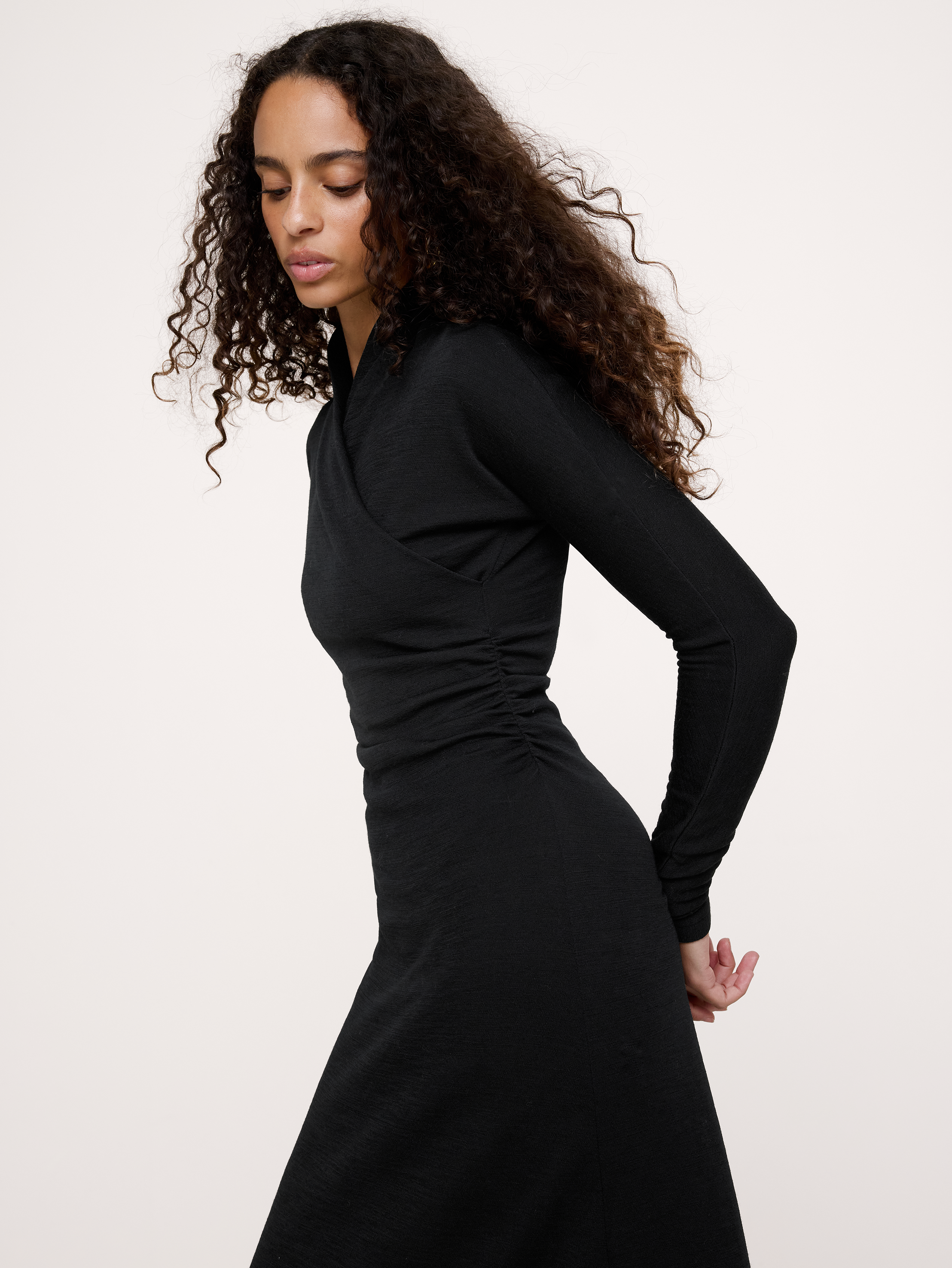 Image 6 of 6, Wrap-Neck Midi Dress