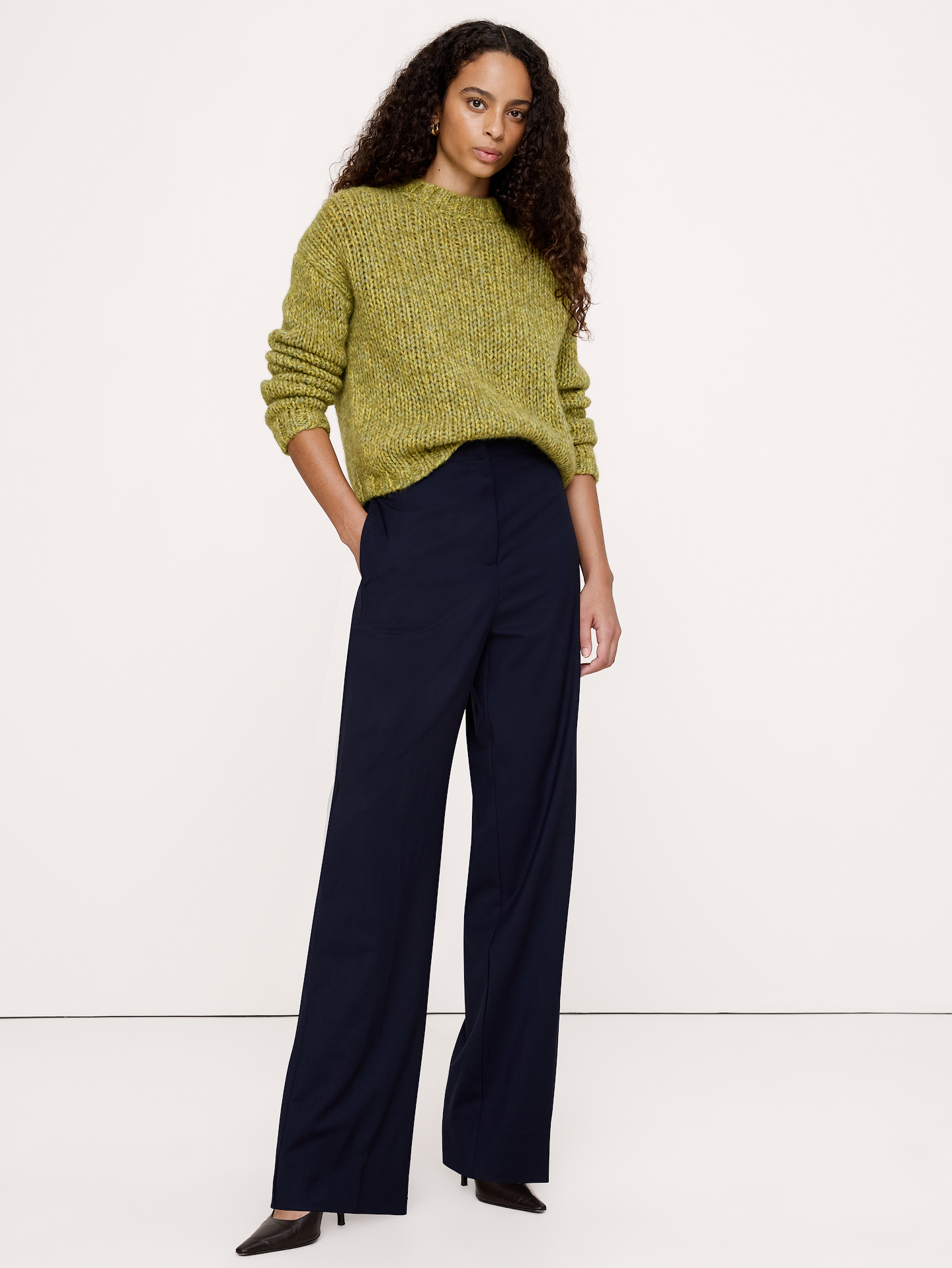 Image 4 of 8, Ultra High-Rise Modern Straight Italian Lightweight Wool Pant