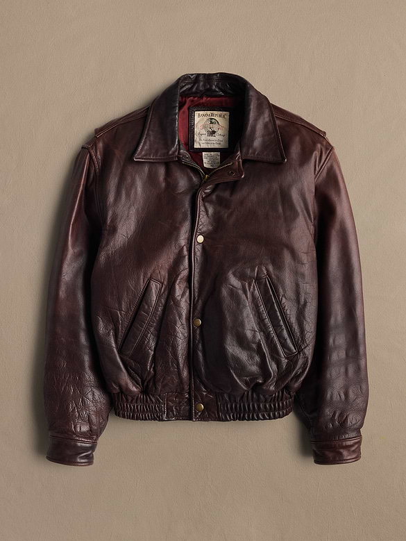 Archive Leather Jacket With Zip-And-Button Closure Men's Size 38