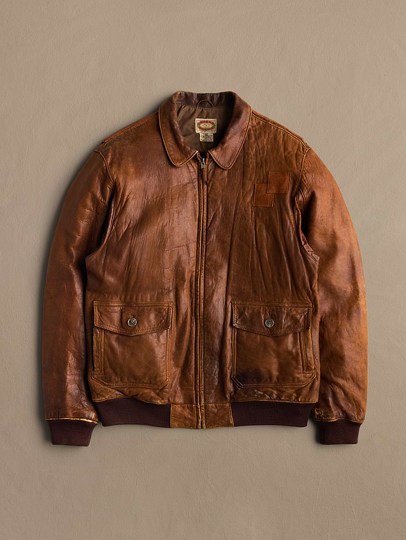 Archive Distressed Leather Jacket With Suede Patchwork Men's Size 42 Long