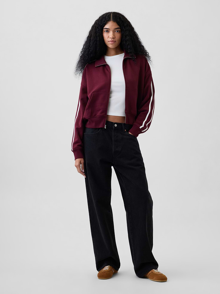 Image 2 of 7, VintageSoft Oversized Mockneck Zip Jacket