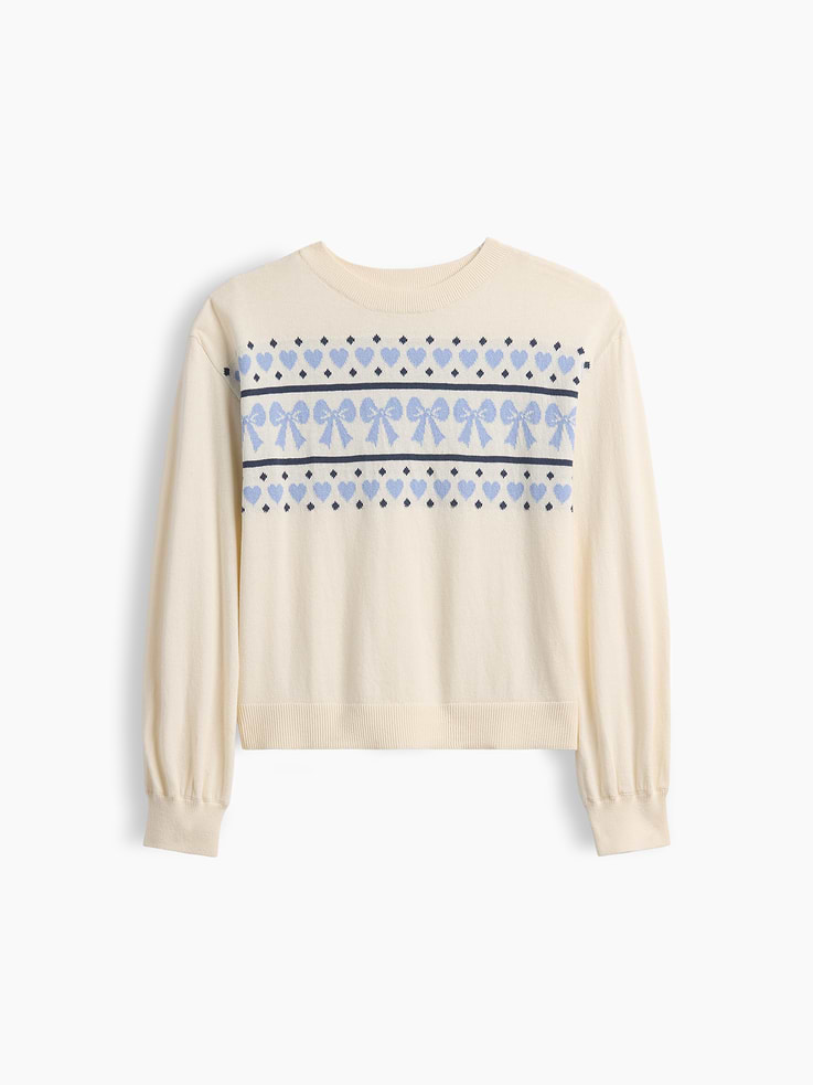 Image 1 of 3, Soft cotton knit., Dropped shoulder, long sleeves with ribbed cuffs., Ribbed crewneck., Ribbed hem., Select styles have allover print, or graphic at front., This product was made in a factory that invests in gender equity and women’s empowerment through RISE. Learn more at, Product #1177979