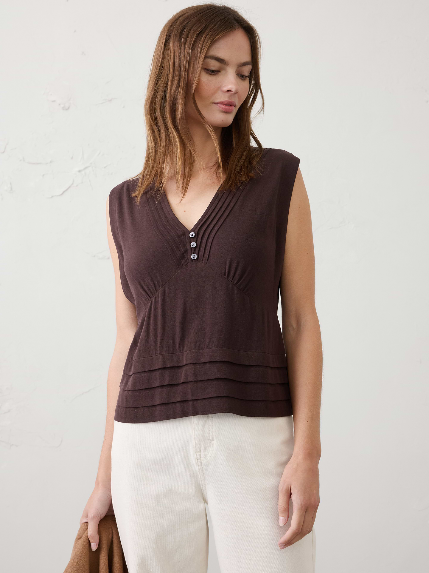 Image number 1 showing, Crepe Pleated Swing Top