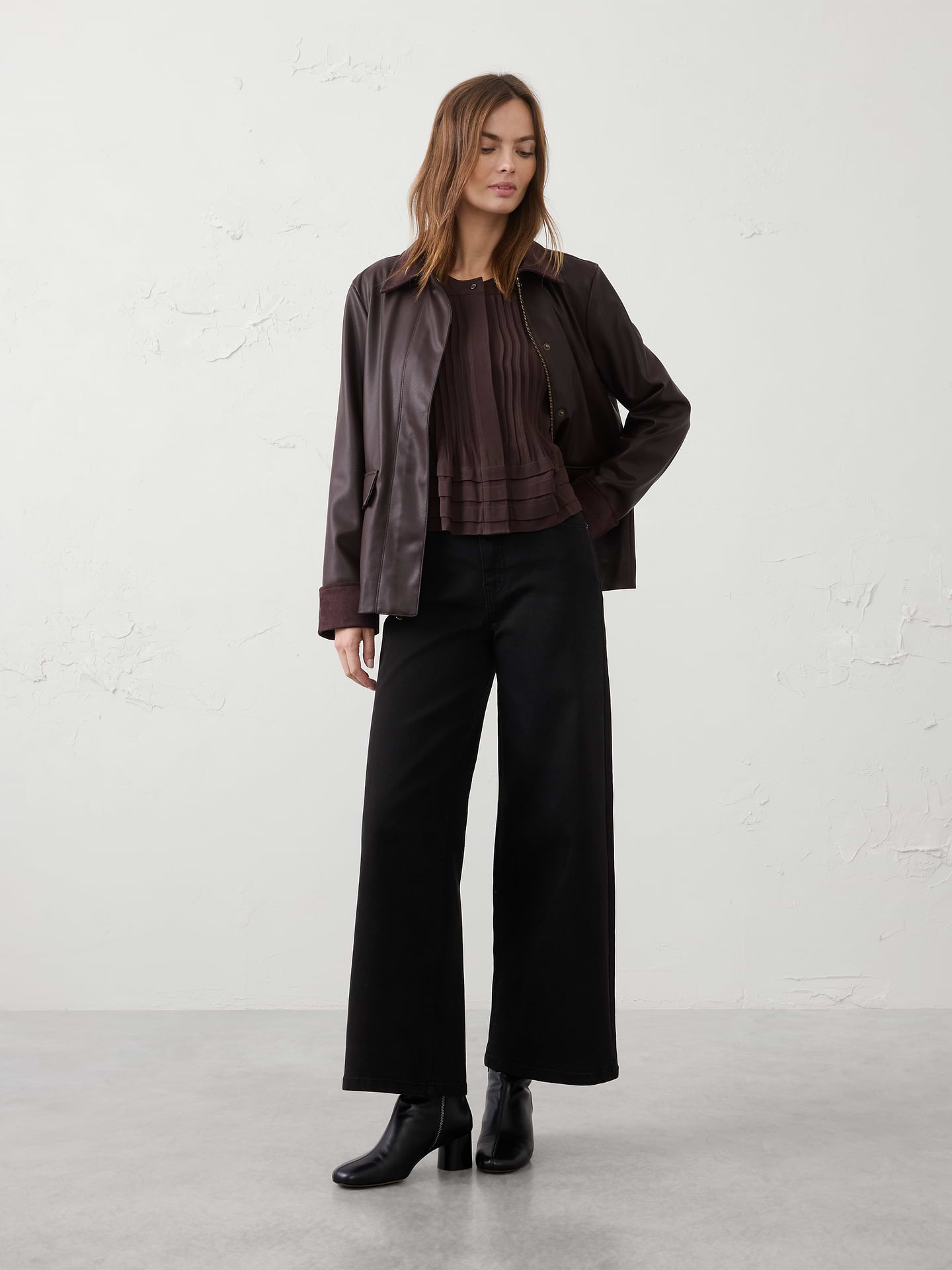Image number 3 showing, Pleated Button-Front Swing Top