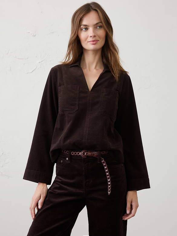 Collared Corduroy Popover Shirt