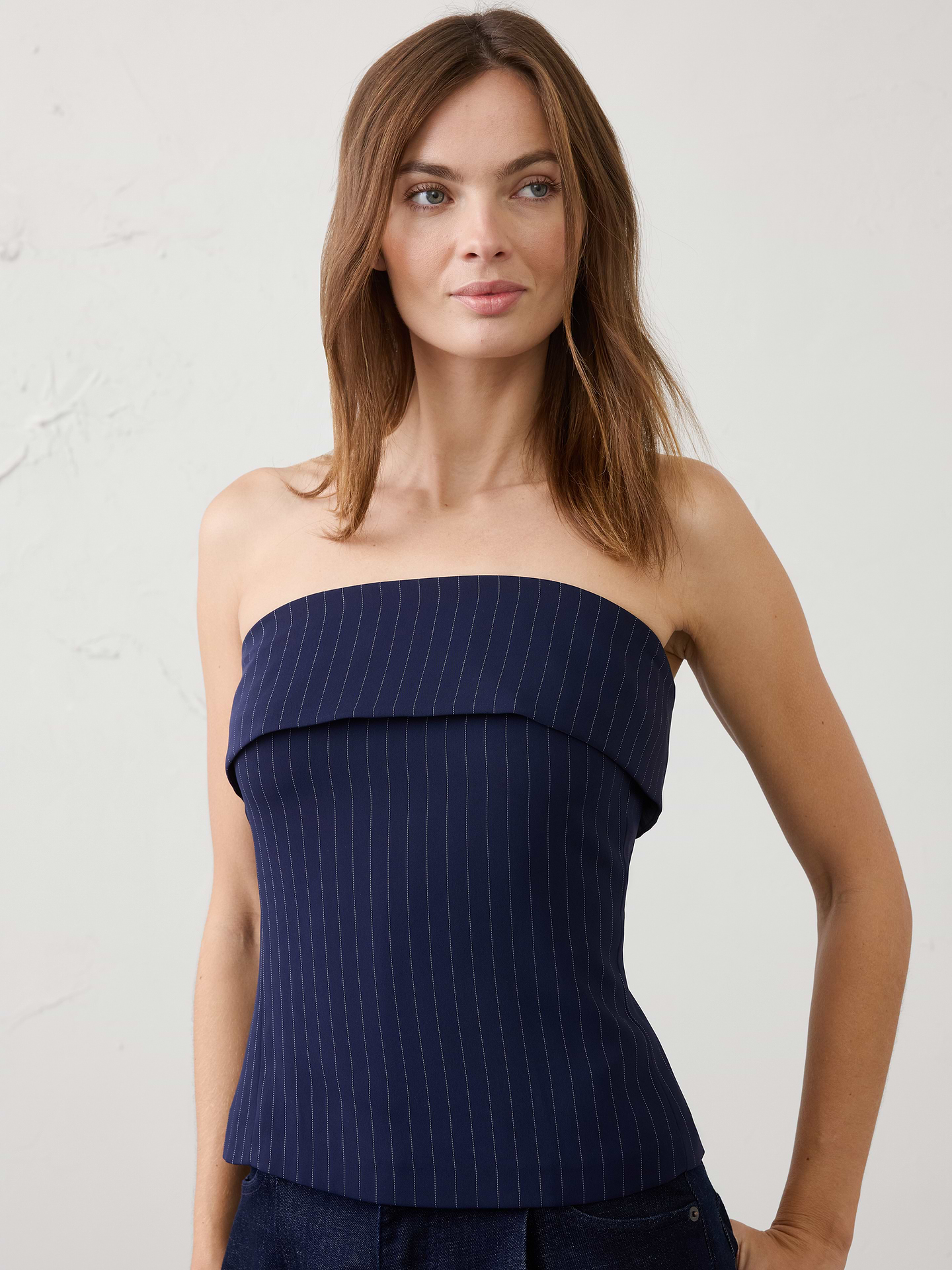 Image number 1 showing, Strapless Pinstripe Top