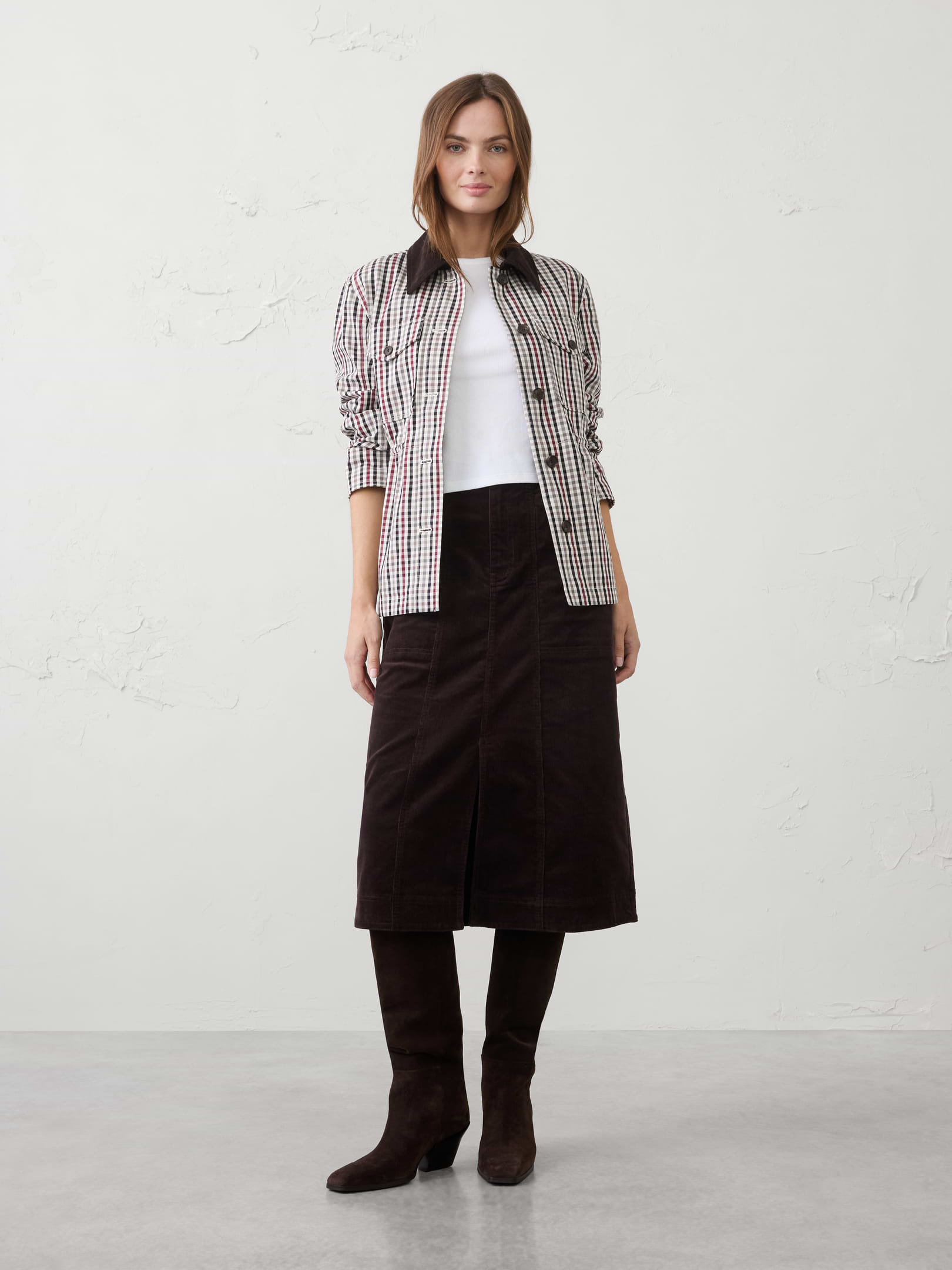 Image number 1 showing, Seamed Corduroy Midi Skirt