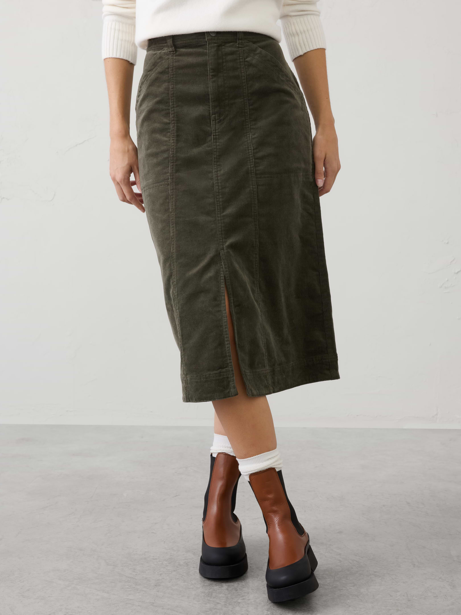 Image number 3 showing, Seamed Corduroy Midi Skirt
