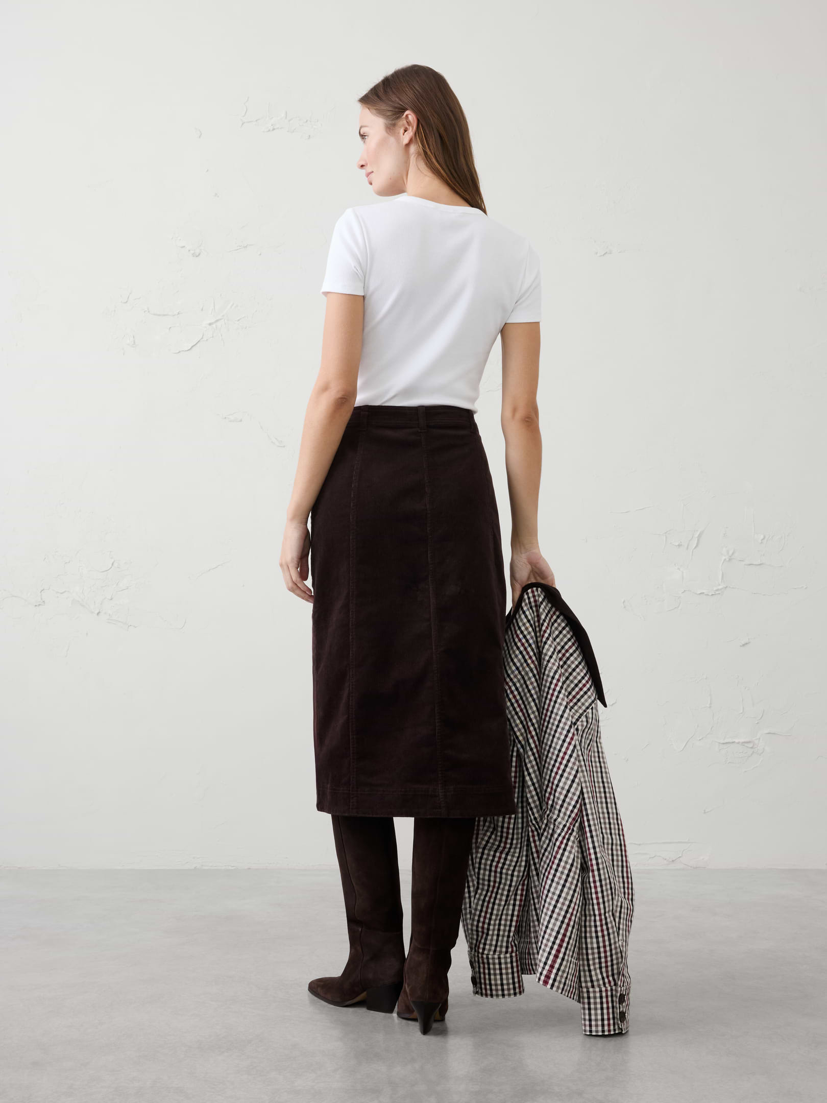 Image number 4 showing, Seamed Corduroy Midi Skirt