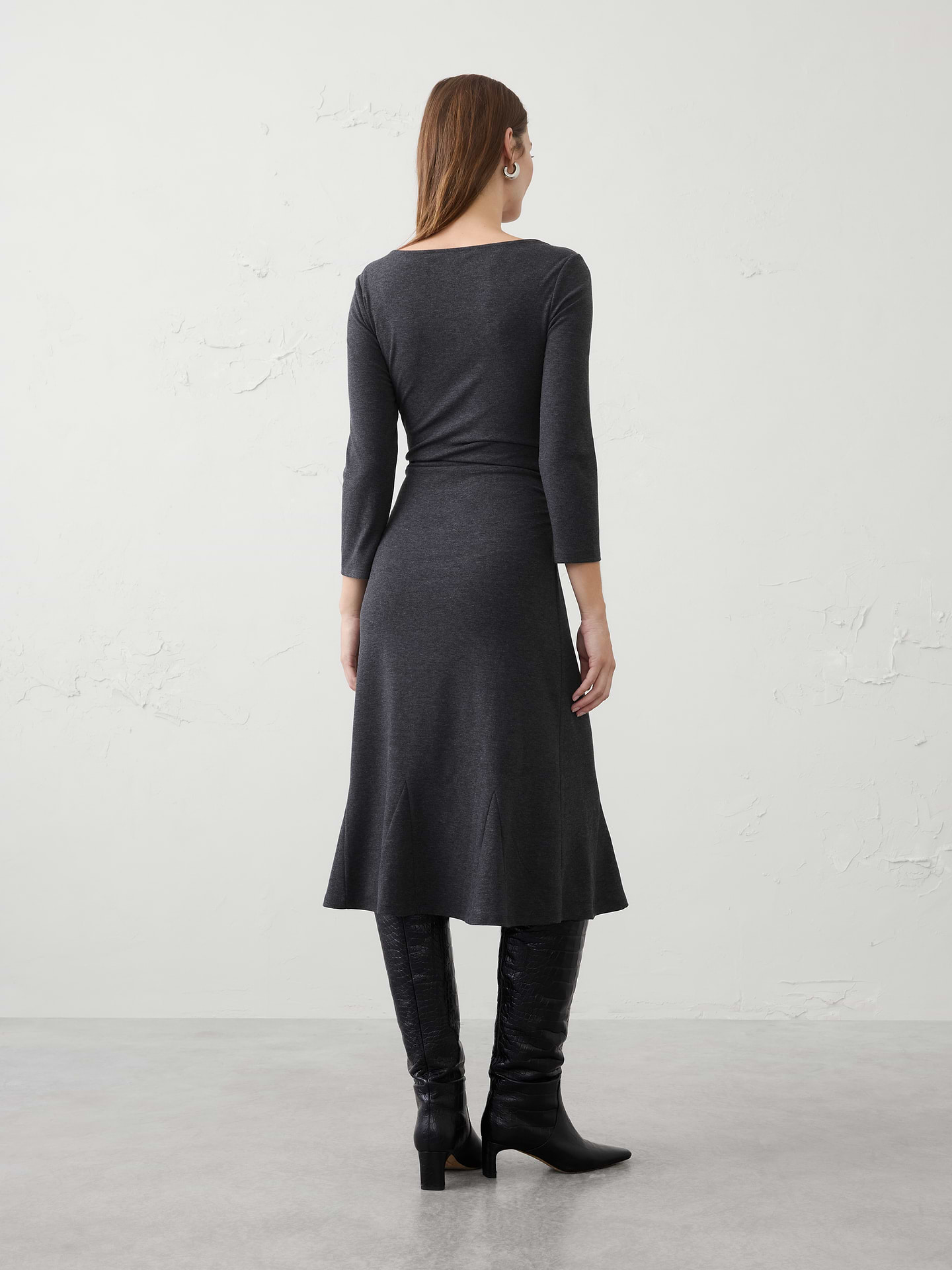 Image 2 of 3, Cozy Rib Shirred Midi Dress