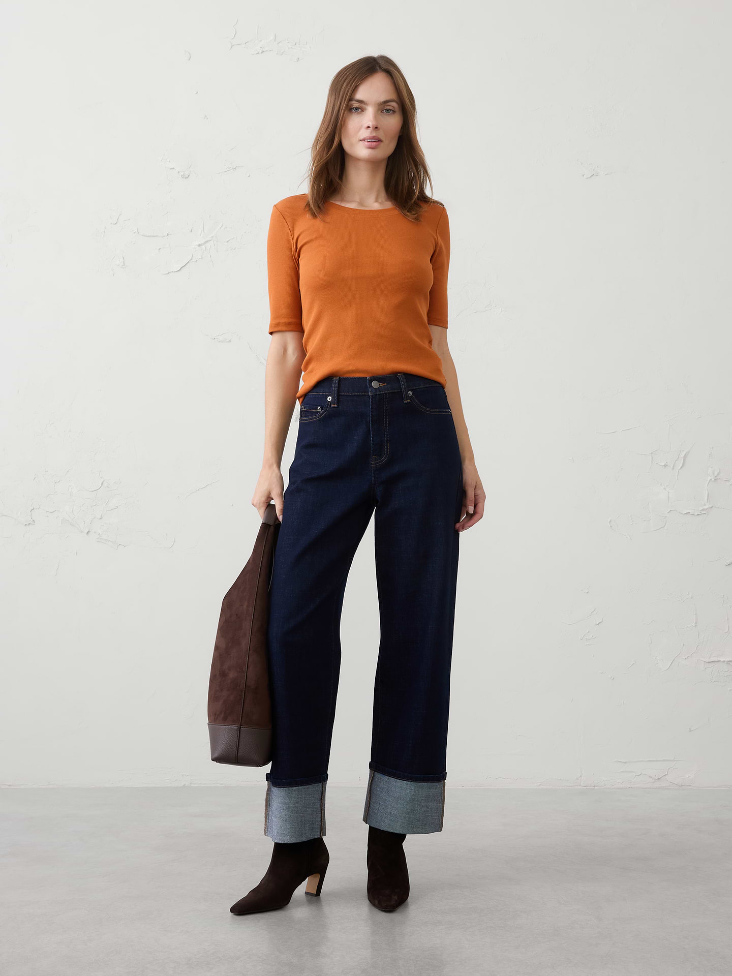 Image number 1 showing, Ribbed Elbow-Sleeve T-Shirt