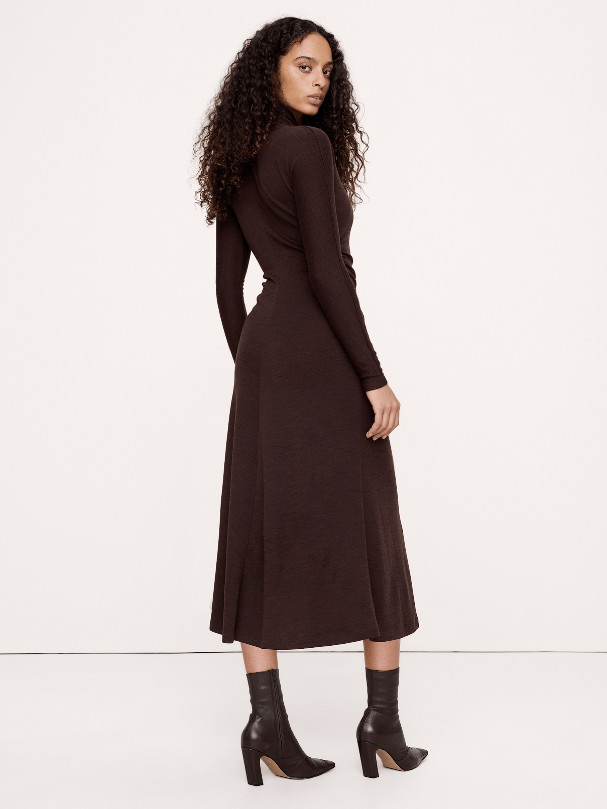 Image 3 of 6, Wrap-Neck Midi Dress