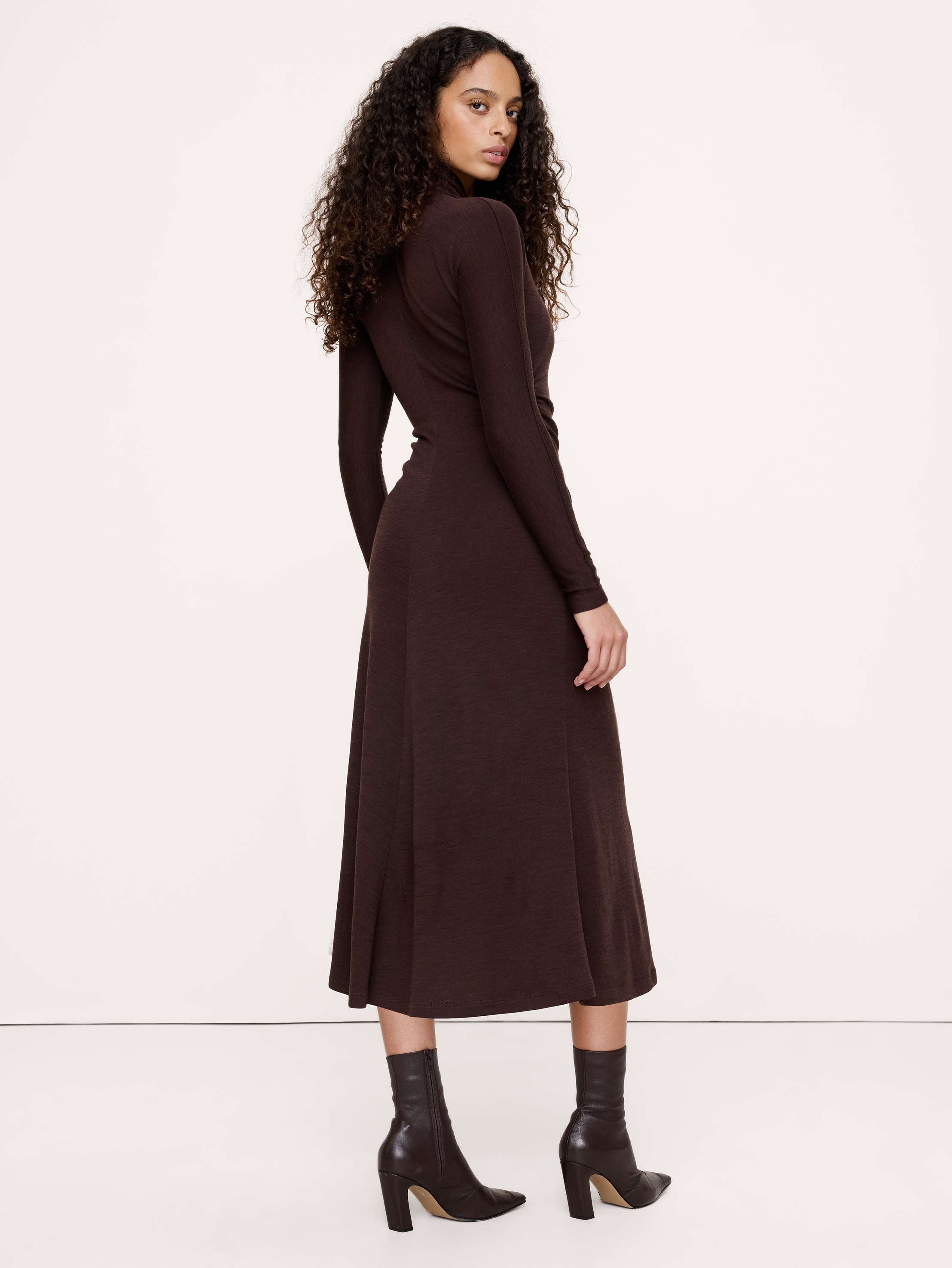 Image 3 of 6, Wrap-Neck Midi Dress