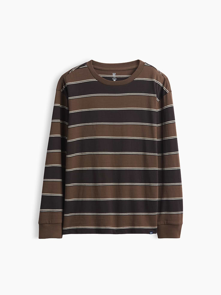 Image 1 of 4, Soft cotton jersey T-shirt. In a relaxed fit., Crewneck., Long sleeves with banded rib cuffs., Certain styles have allover stripes., Product #911536