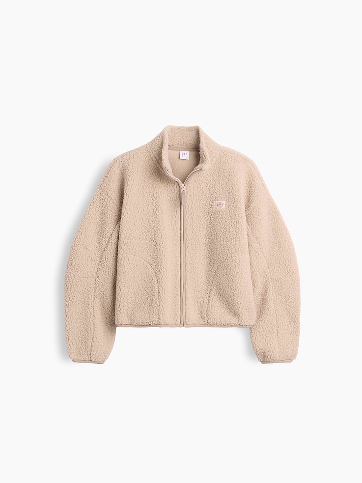 Image 2 of 6, Kids Sherpa Relaxed Zip Jacket