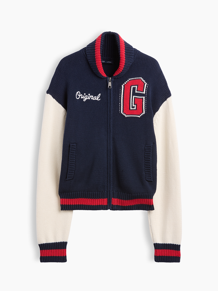 Image number 5 showing, 100% Cotton Oversized Varsity Sweater Jacket