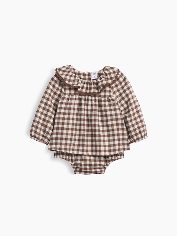 Baby Gingham Flannel Bodysuit Dress