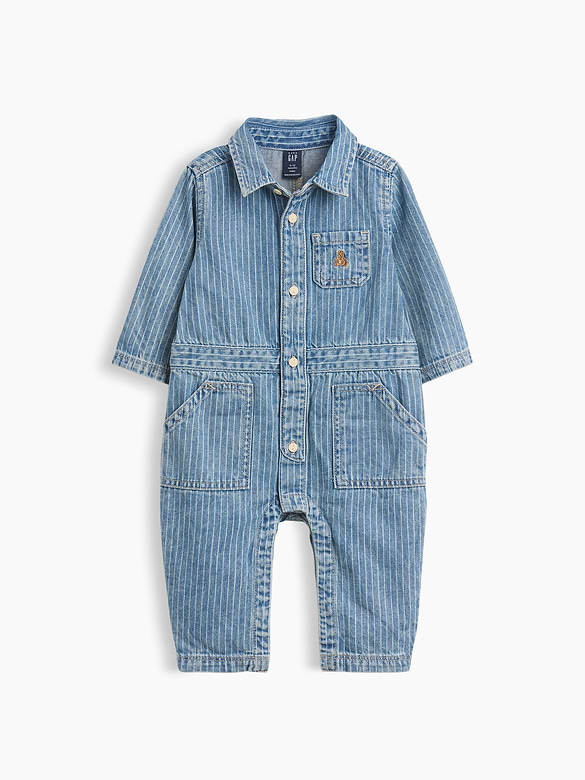 Baby Denim Stripe Utility One-Piece