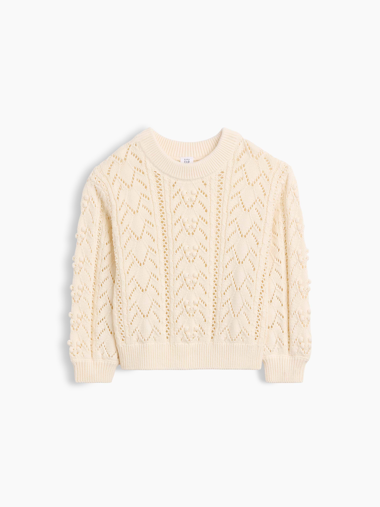 Image 1 of 3, Soft, textured knit cotton sweater., Crewneck., Long sleeves., Textured mix-stitch detailing., Ribbed cuffs and hem., Explore the Gap Gift Shop ., Product #908923