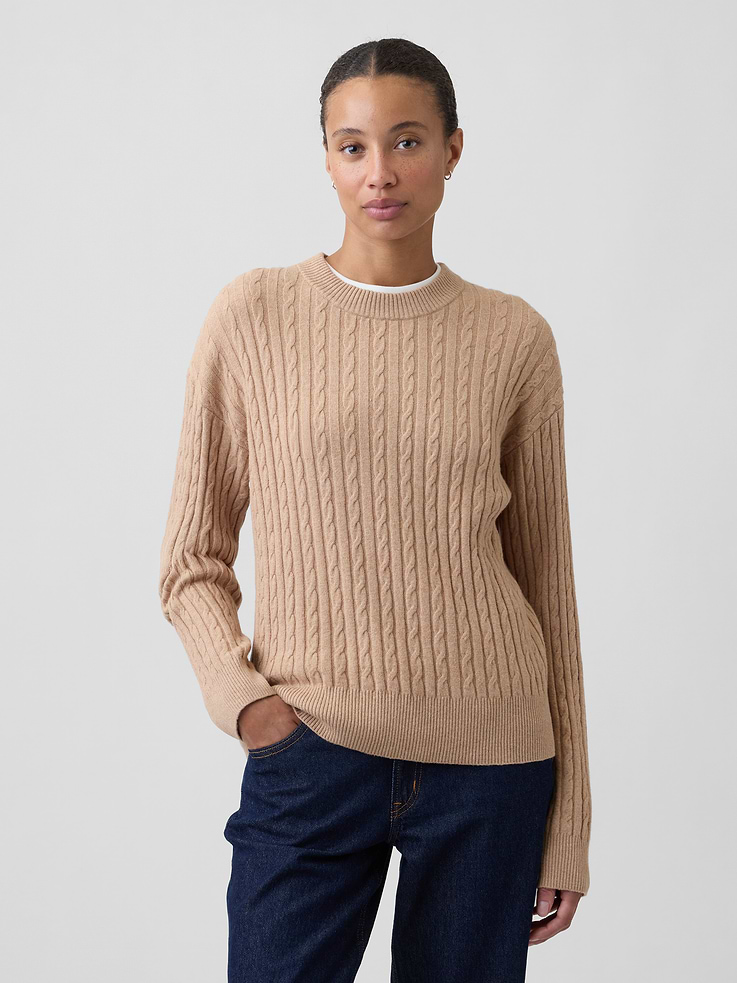 Image 1 of 5, Plush like cashmere. Easier than anything. With a lightweight layer-able feel & brushed for softness., Soft cotton-blend knit., Dropped shoulder, long sleeves with ribbed cuffs., Ribbed crewneck., Ribbed hem., Product #1177192