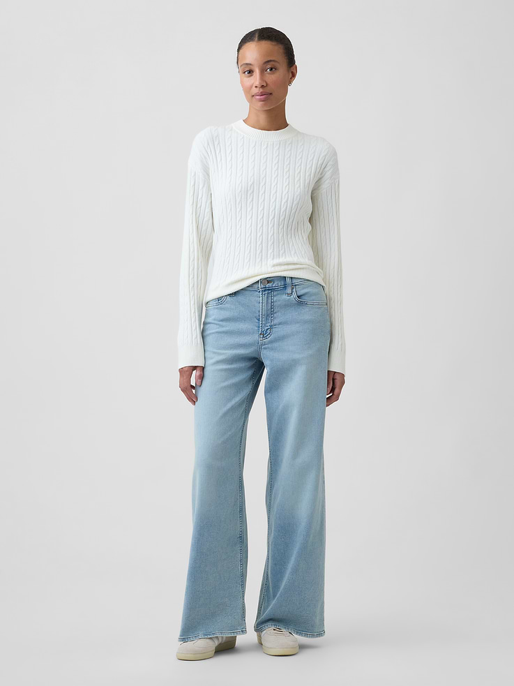 Image 3 of 5, CashSoft Relaxed Cable-Knit Crewneck Sweater