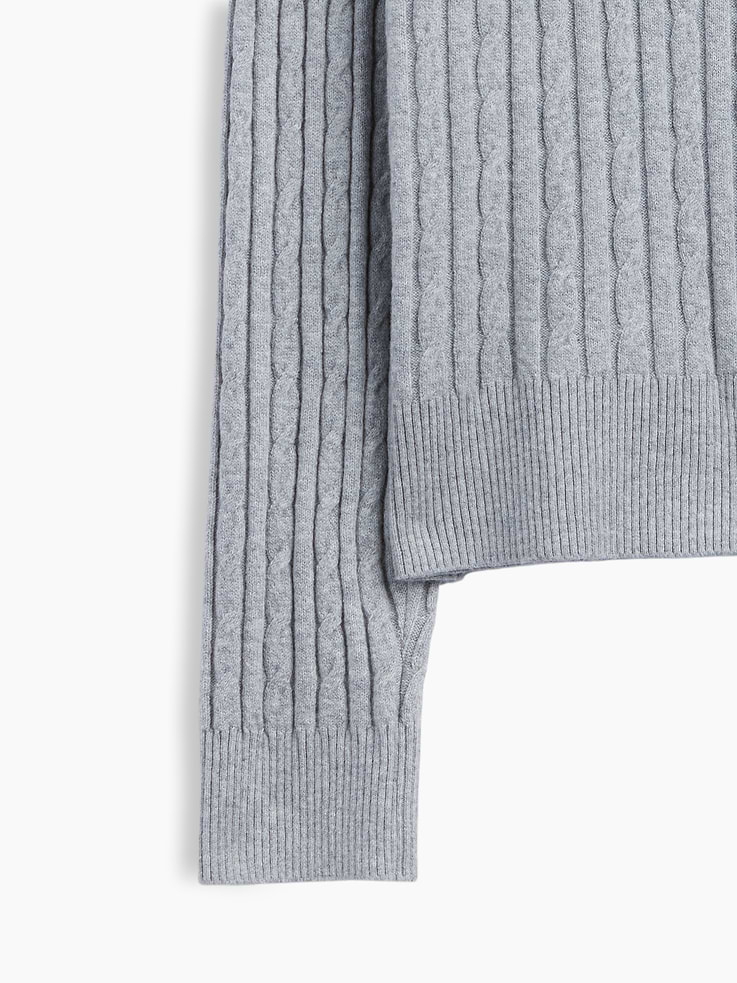 Image 4 of 5, CashSoft Relaxed Cable-Knit Crewneck Sweater