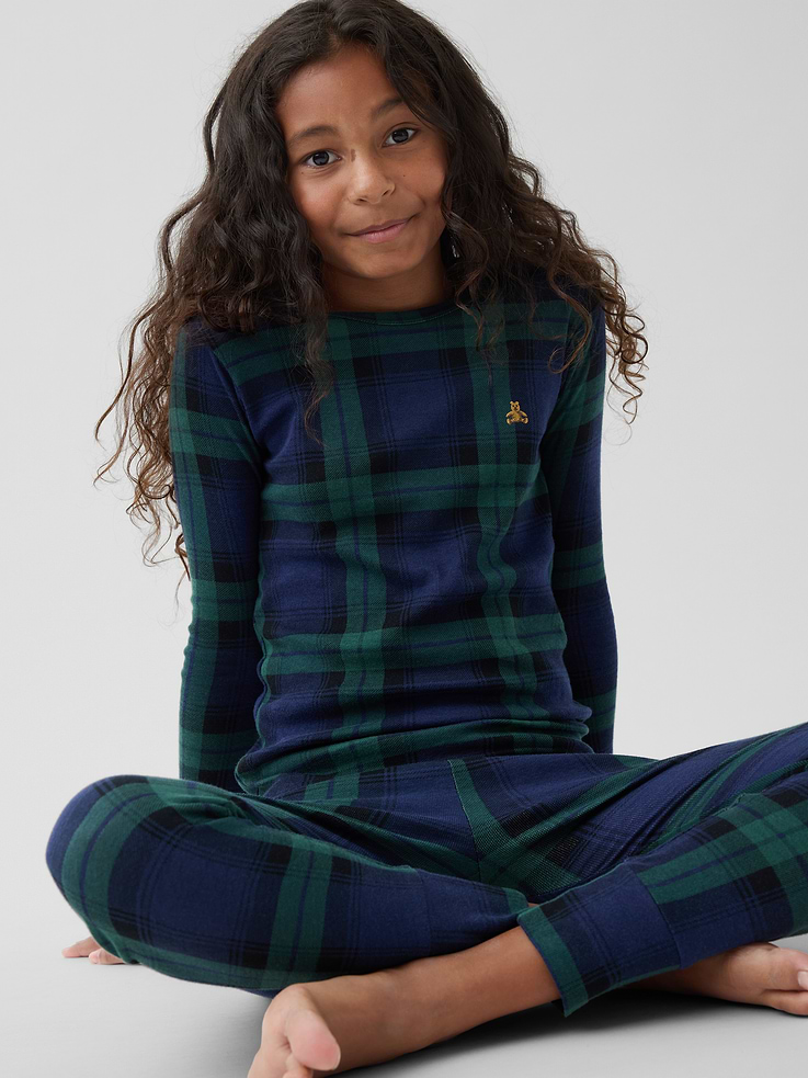L'image numéro 4 présente Pyjama en coton biologique brossé à carreaux pour Enfant et Bébé