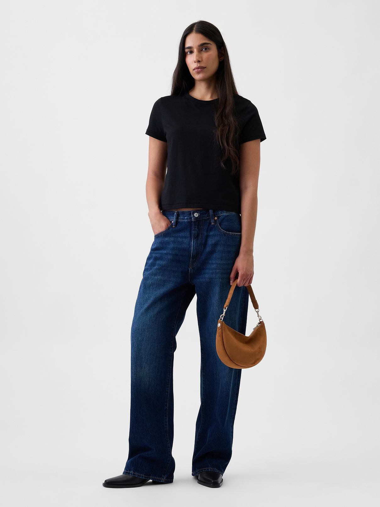 Image number 2 showing, Small Vegan Suede Crescent Crossbody